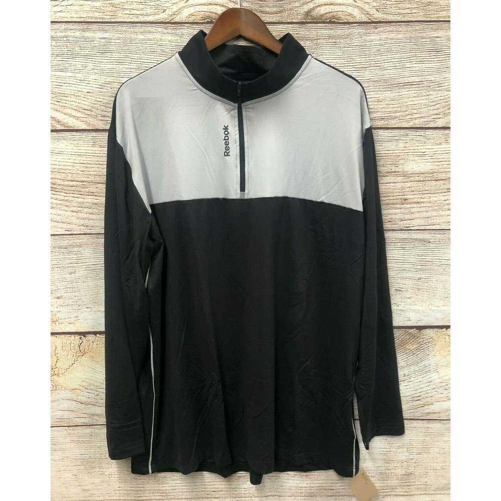 Reebok Shirt Mens B&T Size 2XL Gray & Black 1/4 Zip Neck Pull Over Shirt New